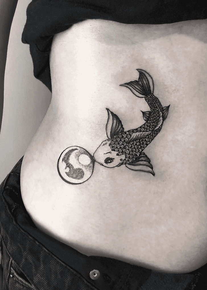 Black And White Fish Tattoo Portrait