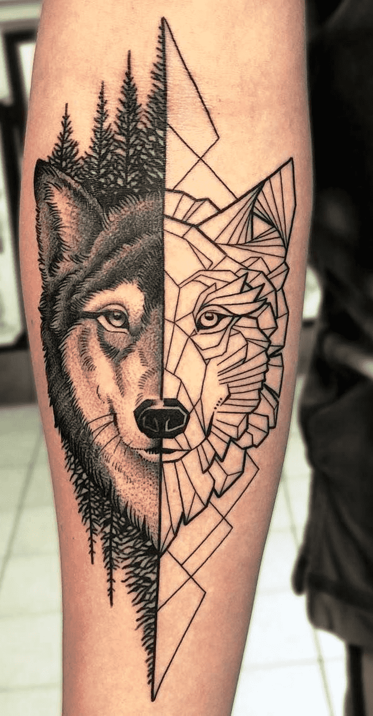 Geometric Wolf Tattoo Photos