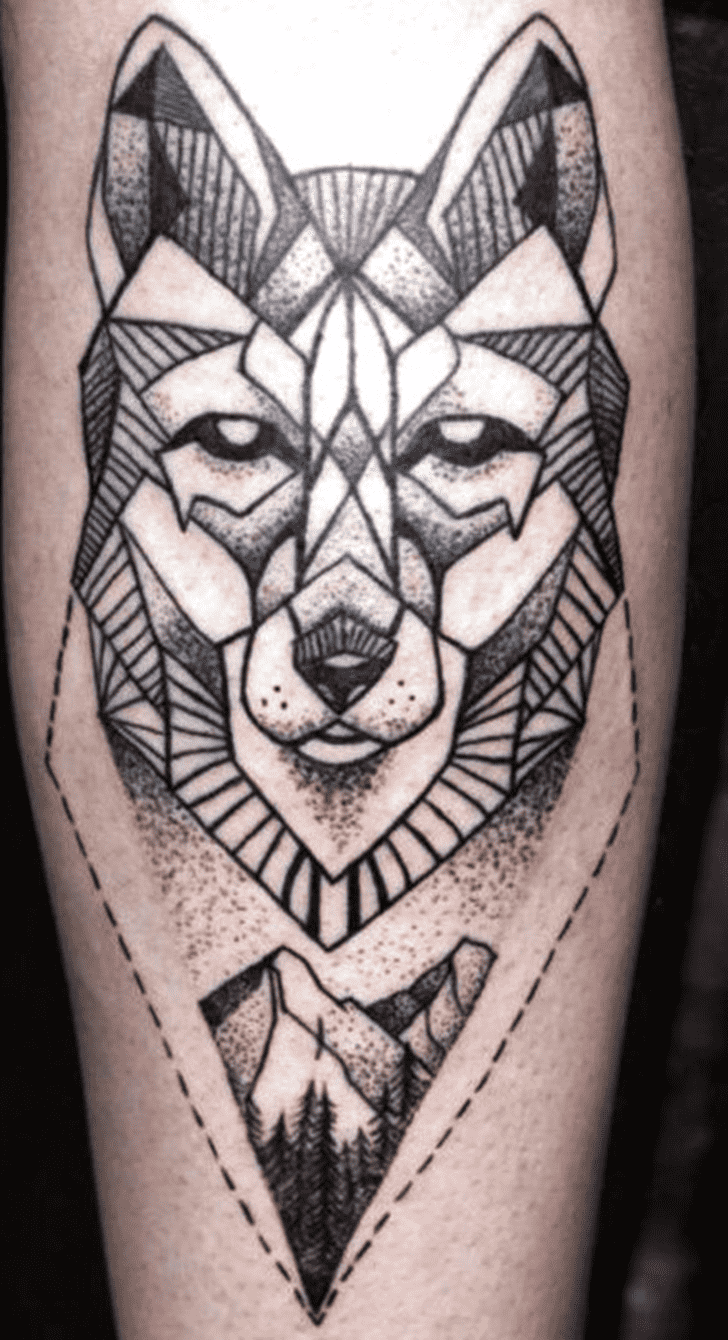Geometric Wolf Tattoo Shot