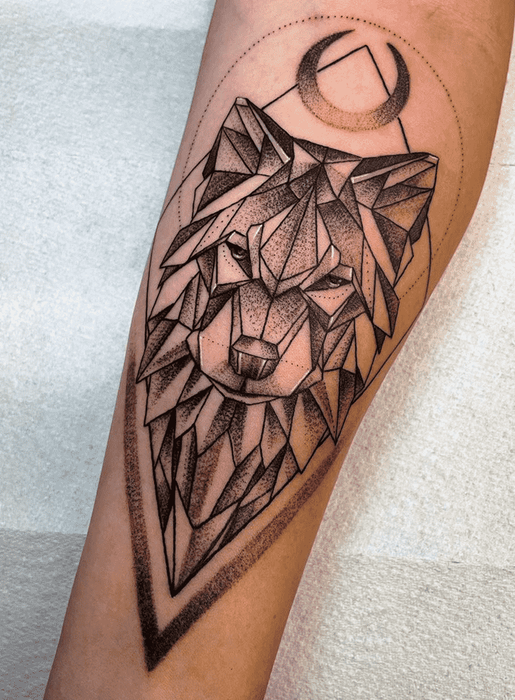 Geometric Wolf Tattoo Design Image