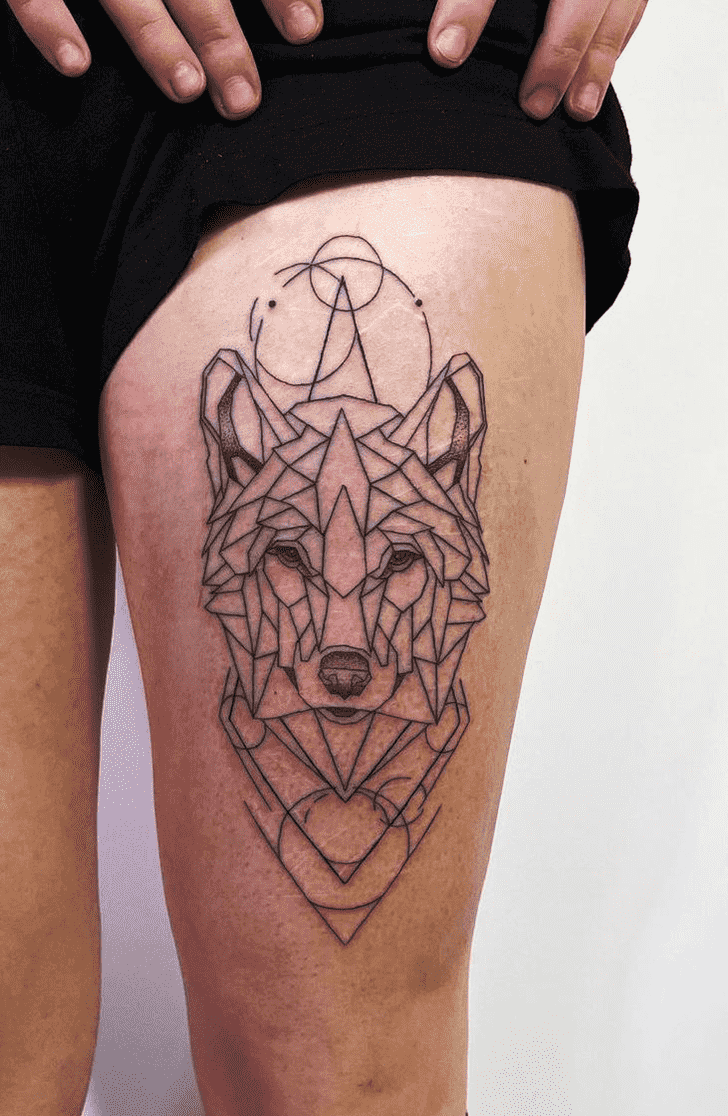 Geometric Wolf Tattoo Portrait