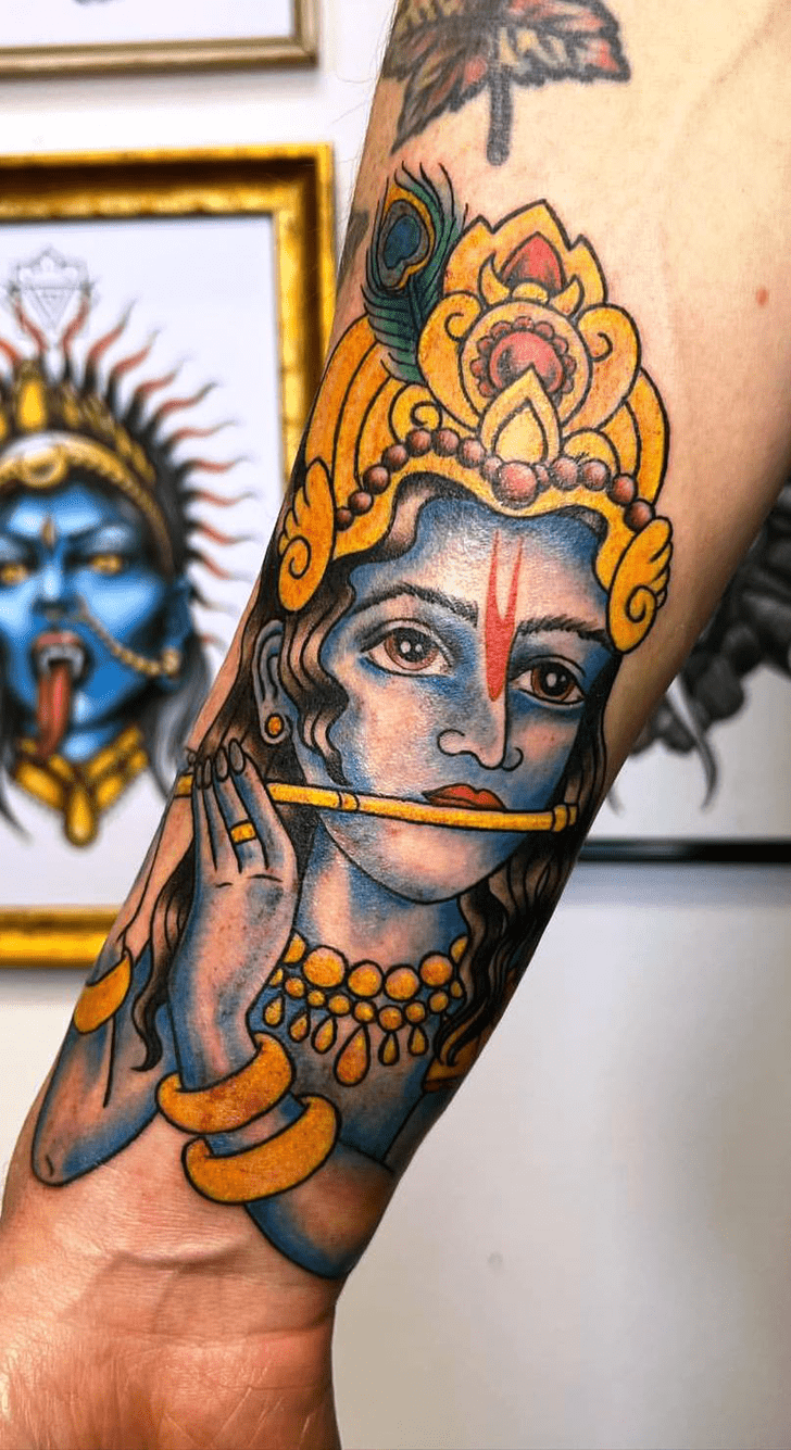 Lord Krishna Tattoo Figure