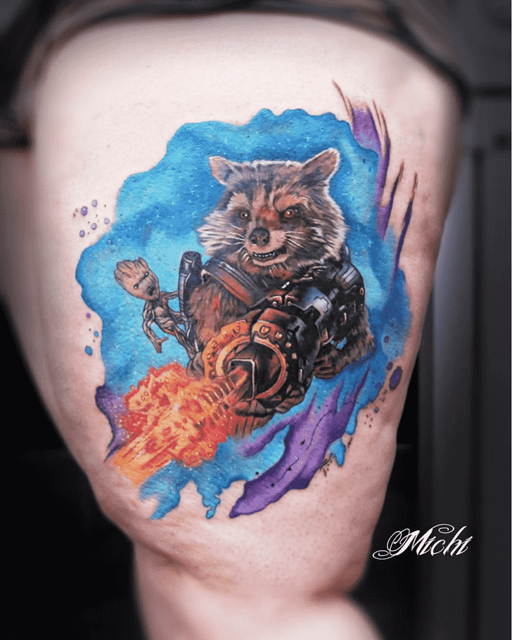 Rocket Raccoon Tattoo Figure