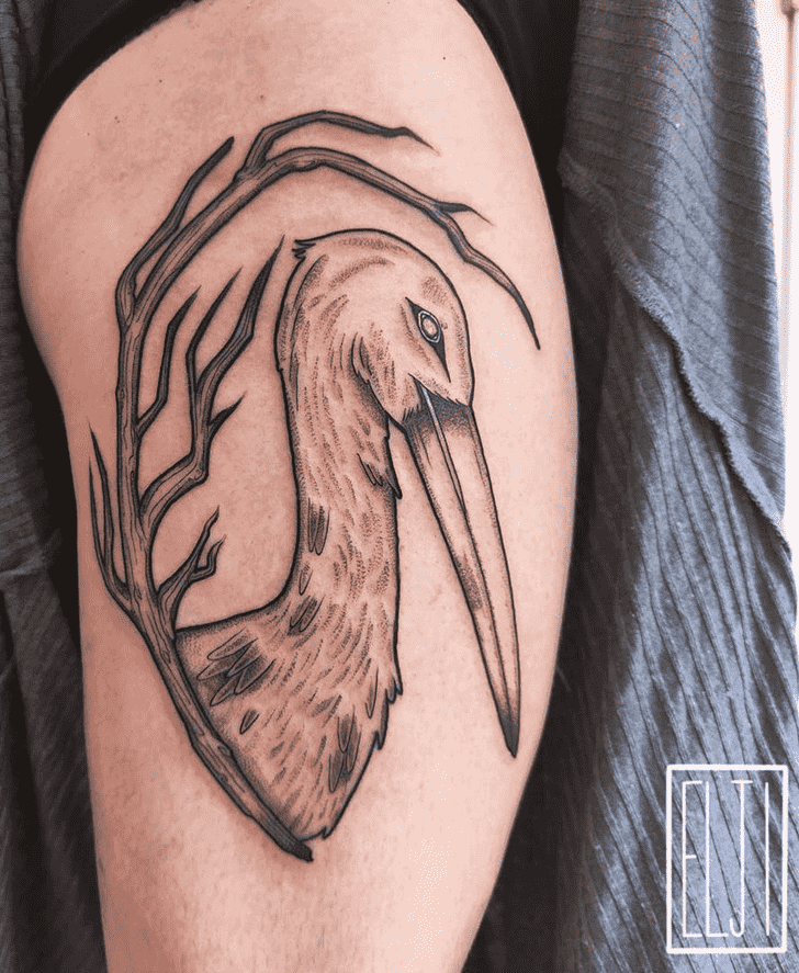 Stork Tattoo Portrait