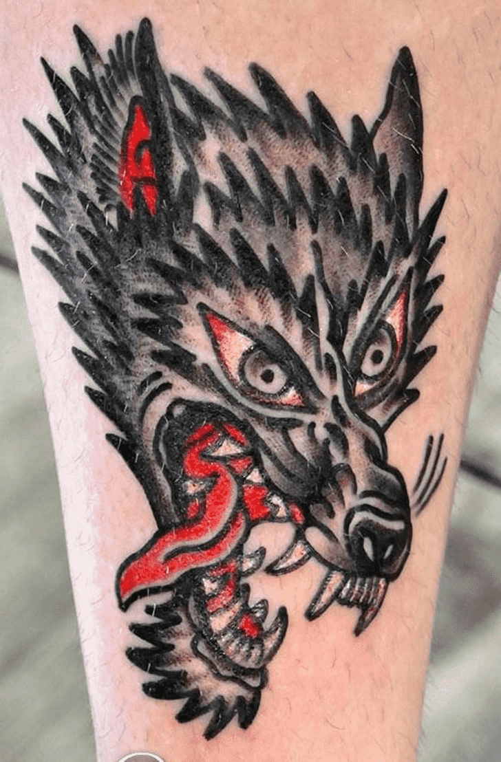 Traditional Wolf Tattoo Photograph