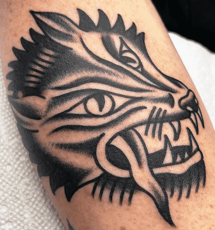 Traditional Wolf Tattoo Portrait