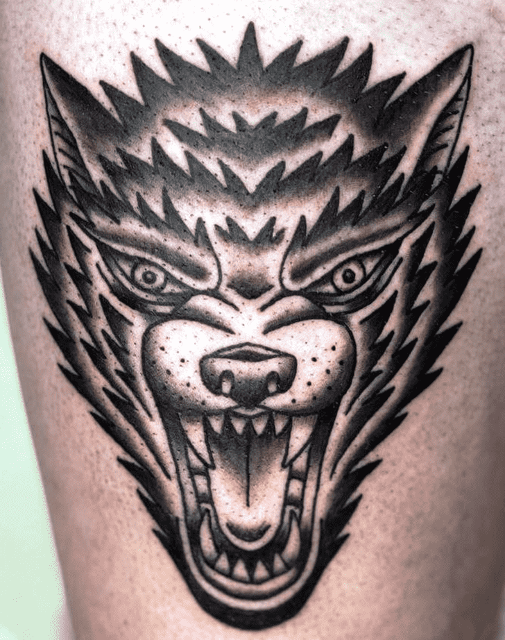 Traditional Wolf Tattoo Design Image