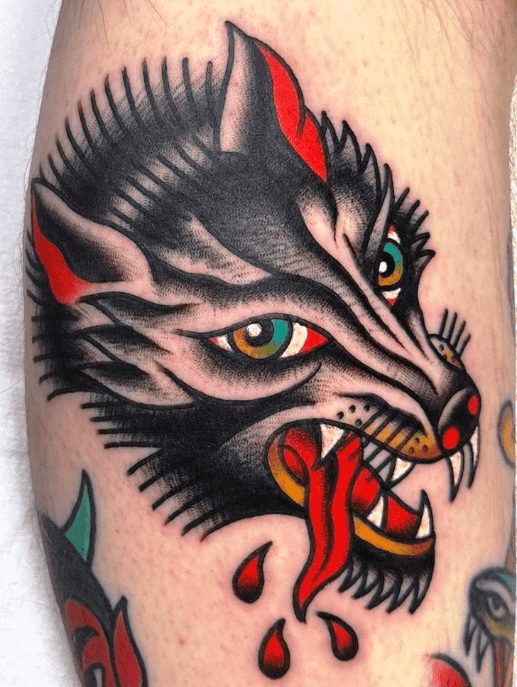 Traditional Wolf Tattoo Ink