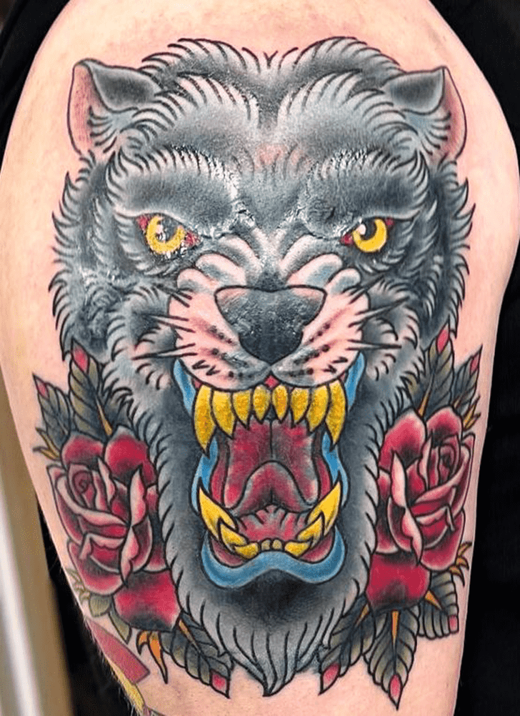 Traditional Wolf Tattoo Photograph