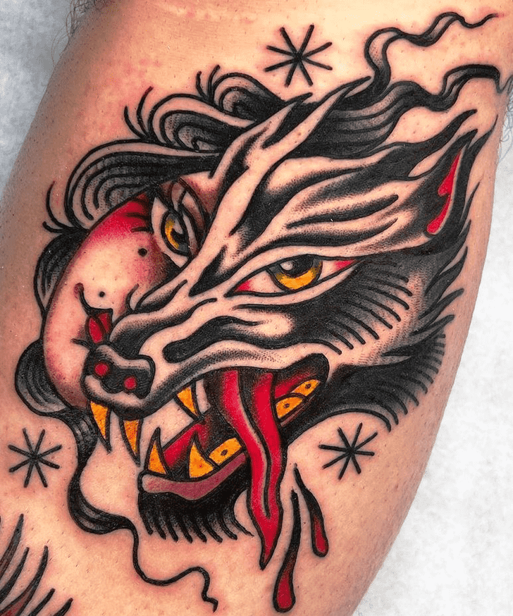 Traditional Wolf Tattoo Snapshot
