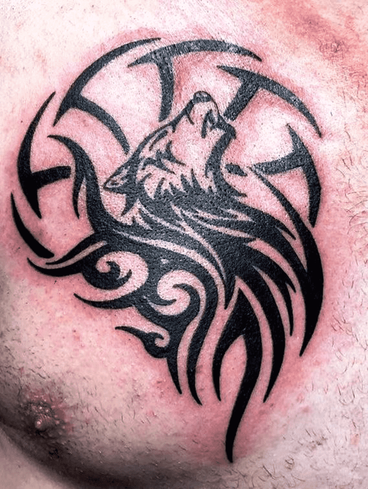 Tribal Wolf Tattoo Portrait