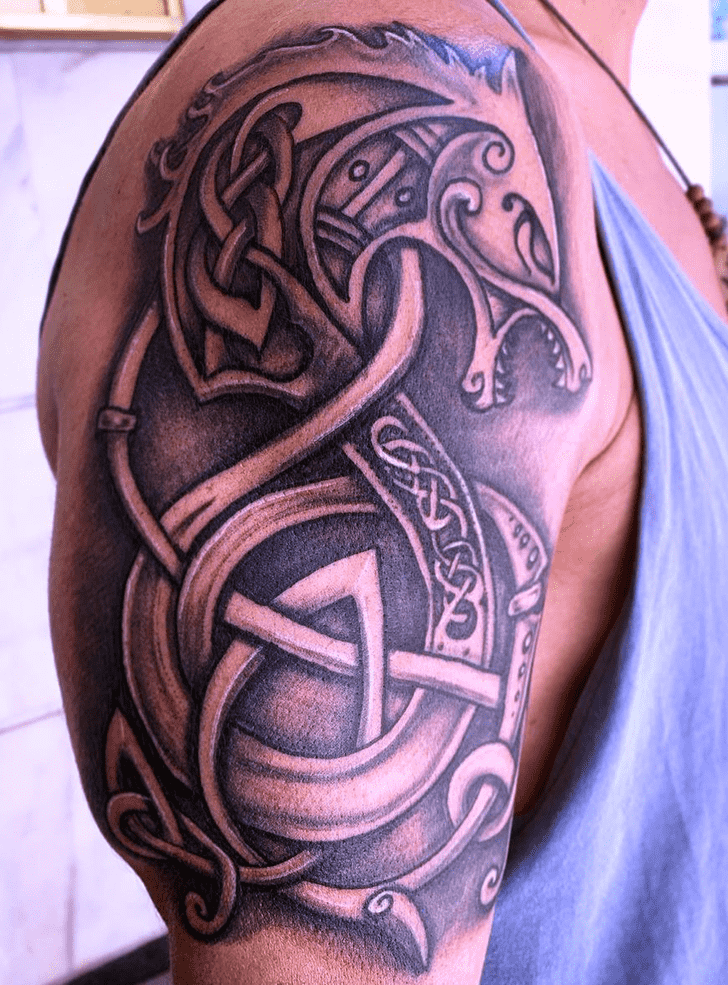 Viking Wolf Tattoo Shot