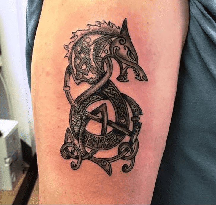 Viking Wolf Tattoo Figure